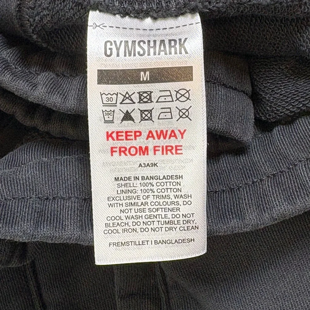 Gymshark Mens Black Tapered Joggers Sweatpants Medium A3A9K Cotton Panelled‎
